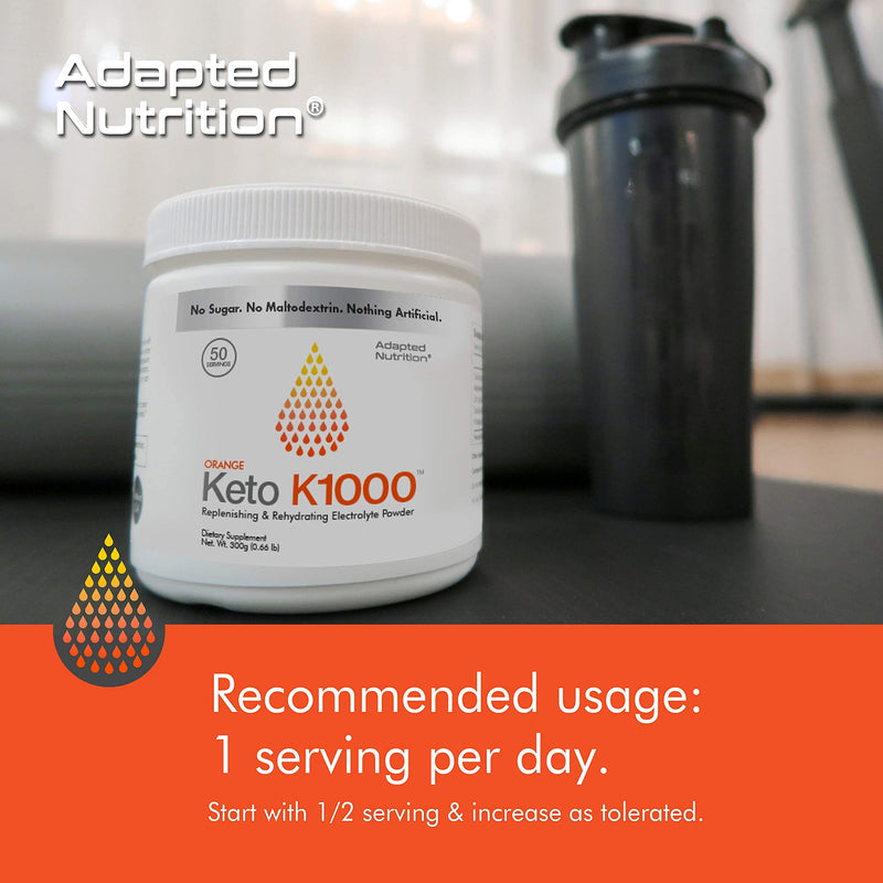 Keto K1000 Electrolyte Powder | Hydration Supplement Drink Mix | Boost Energy & Beat Leg Cramps | No Maltodextrin or Sugar | Orange, Lighter Stevia Taste | 50 Servings - NewNest Australia