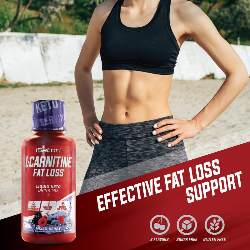 iSatori L-Carnitine Liquid Fat Burner and Metabolism Activator - Fat Loss for Health and Fitness - Keto Friendly Weight Loss - Stimulant Free - Mixed Berry 1500mg (24 Servings) - NewNest Australia