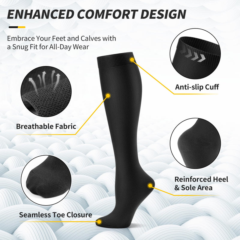 Cambivo 8 Pairs Of Compression Stockings For Men And Women, Support Stockings, Compression Socks 8-15 Mmhg For Recovery, Running, Flight, Work, Compression Socks For Daily Wear - NewNest Australia