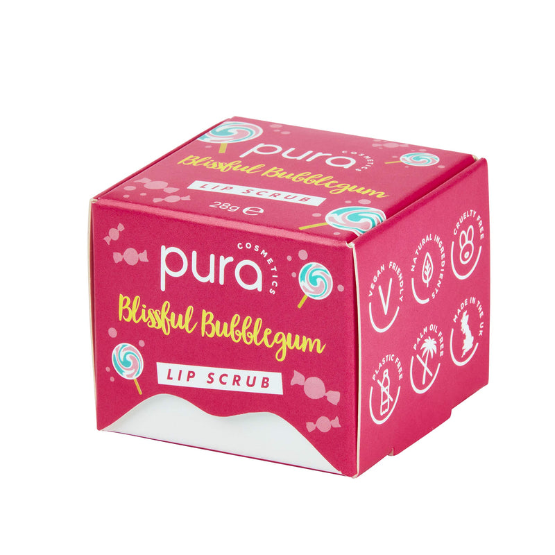 Pura Cosmetics Vegan Lip Scrub in Blissful Bubblegum (28g) - Natural Ingredients, Cruelty-Free, Plastic-Free Packaging & Made in the UK - NewNest Australia