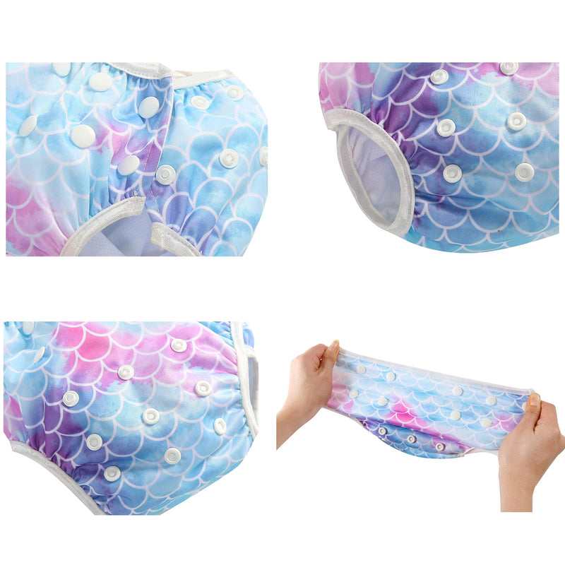 MIXIDON Reusable Swim Nappy Baby Swimming Nappies Adjustable Size Washable Nappy for Swimming Lesson 0-3 Years,Fish Scales+Butterfly+Flamingo Fish Scales+butterfly+flamingo - NewNest Australia