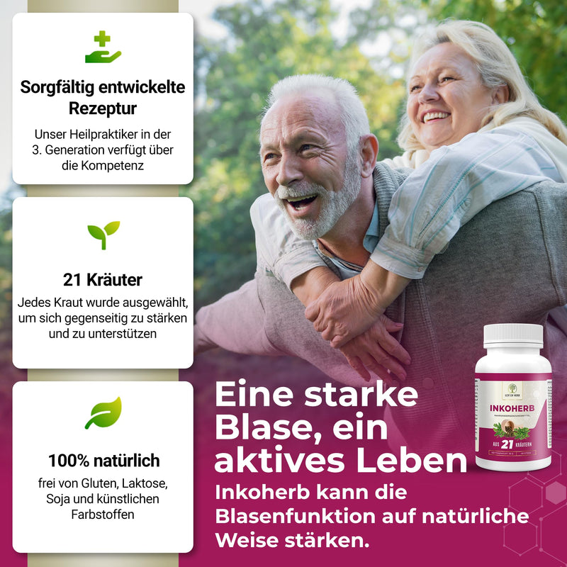 Lot Of Herb Inkoherb Of 21 Herbs For Natural Strengthening Of The Bladder Function - Can Support Incontinence Bladder Weakness Urination - Dietary Supplement For Men And Women - Pack Of 60 - NewNest Australia