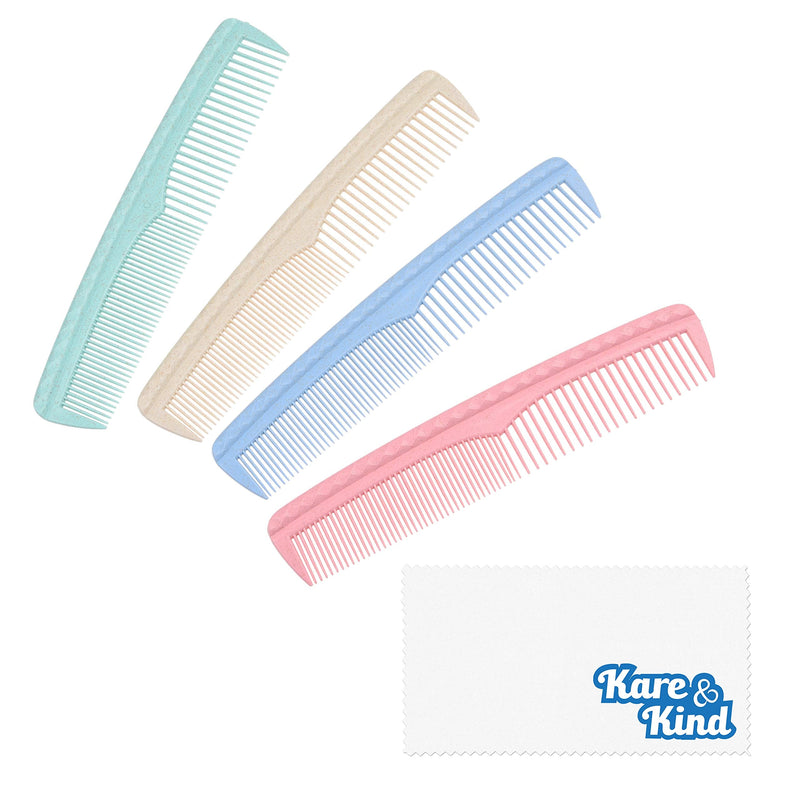 Kare & Kind Hair Combs Set - Colorful 4 pcs Durable Plastic Combs - (7.46 inches) - Coarse and Fine Tooth - For Combing, Hairstyling, Trimming, Cutting - Home and Hair Salons - For Men, Women, Kids - NewNest Australia