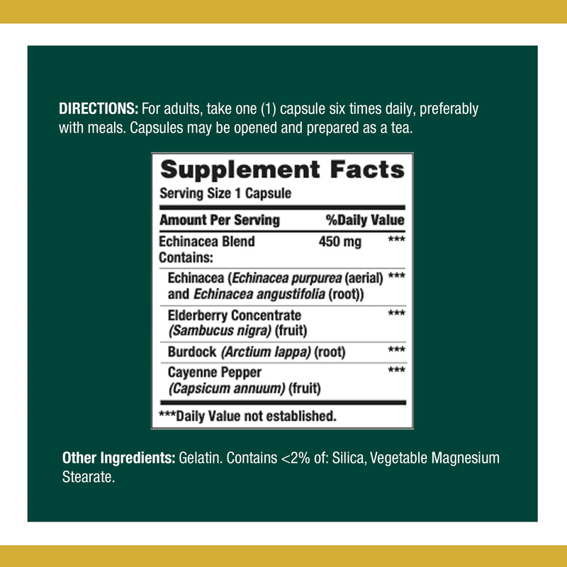 Echinacea Complex by Nature's Bounty, Herbal Supplement, Supports immune Health, 450 mg, 100 Capsules Echinacea Complex - NewNest Australia