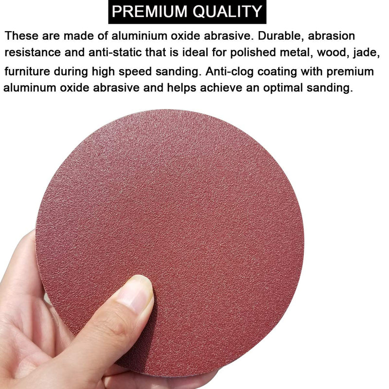 Sackorange 60 PCS 5-Inch NO-Hole PSA Aluminum Oxide Sanding Disc, Self Stick(10 Each of 80 100 120 180 240 400)(5 inch) 5 inch - NewNest Australia