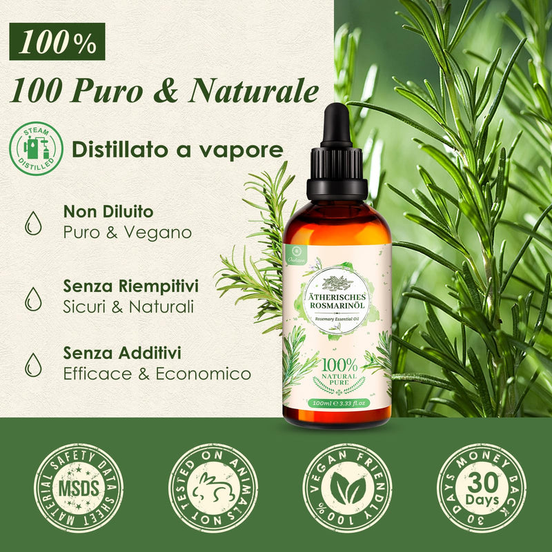 Rosemary Oil 100 Ml, 100% Pure Natural Rosemary Oil For Hair Growth, Hair Oil For Hair Loss, Fragrance Oil For Aroma Diffuser, Aromatherapy, Oil Burner, Skin Care Essential Oils - NewNest Australia