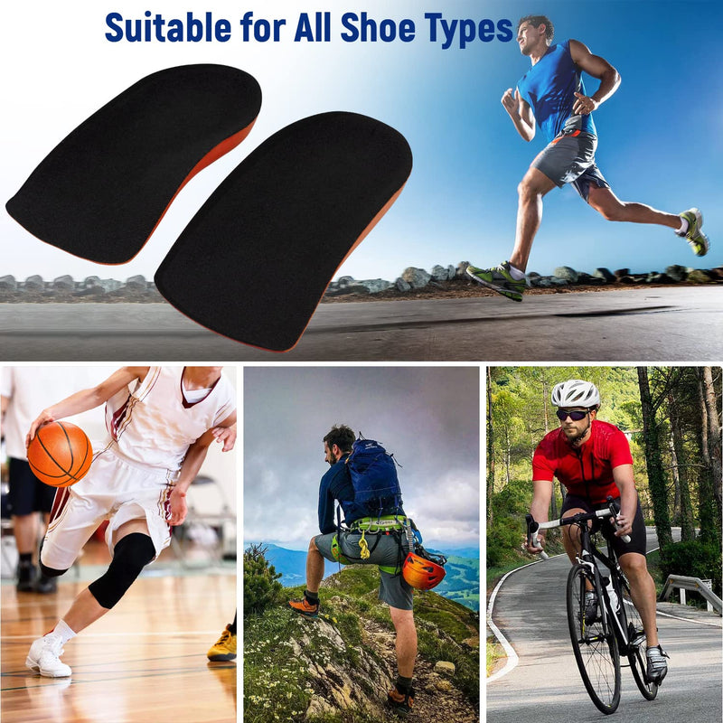 Heel Support for Plantar Fasciitis Inserts Women&Men, 3/4 Arch Support Insoles Orthotic Insoles【Poron - Made in USA】Heel Cups for Flat Feet Heel Cushion Pads for Heel Pain Relief Black Women 4-8 / Men 5-7 - NewNest Australia