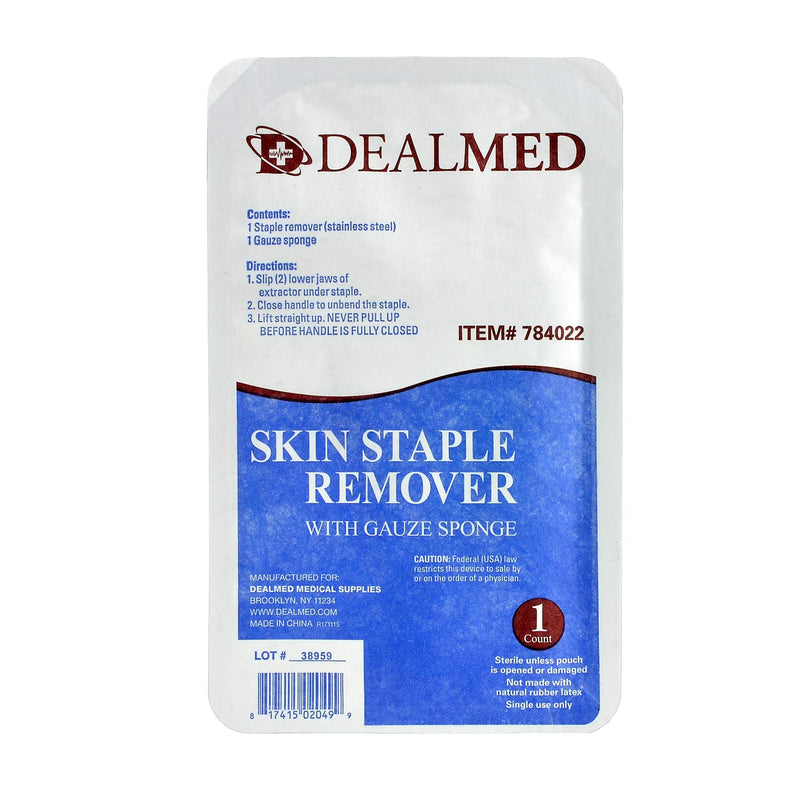 Dealmed Sterile Staple Removal Kit, Includes Staple Remover and Gauze Sponge, Staple Removal Tool Single-Use Kit, Ideal for Hospitals and Clinics (1 Kit) 1 - NewNest Australia