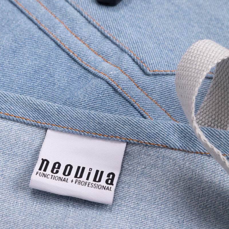 NEOVIVA Stylish Denim Apron for Chef Women Men with Multi-Purpose Tool Pockets, Professional Grilling BBQ Aprons Dream Blue - NewNest Australia