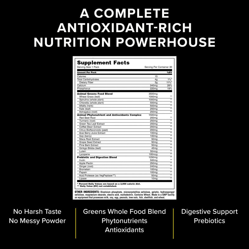 Animal Greens Pak Whole Food Prebiotic and Digestion Blend, 30 Count - NewNest Australia