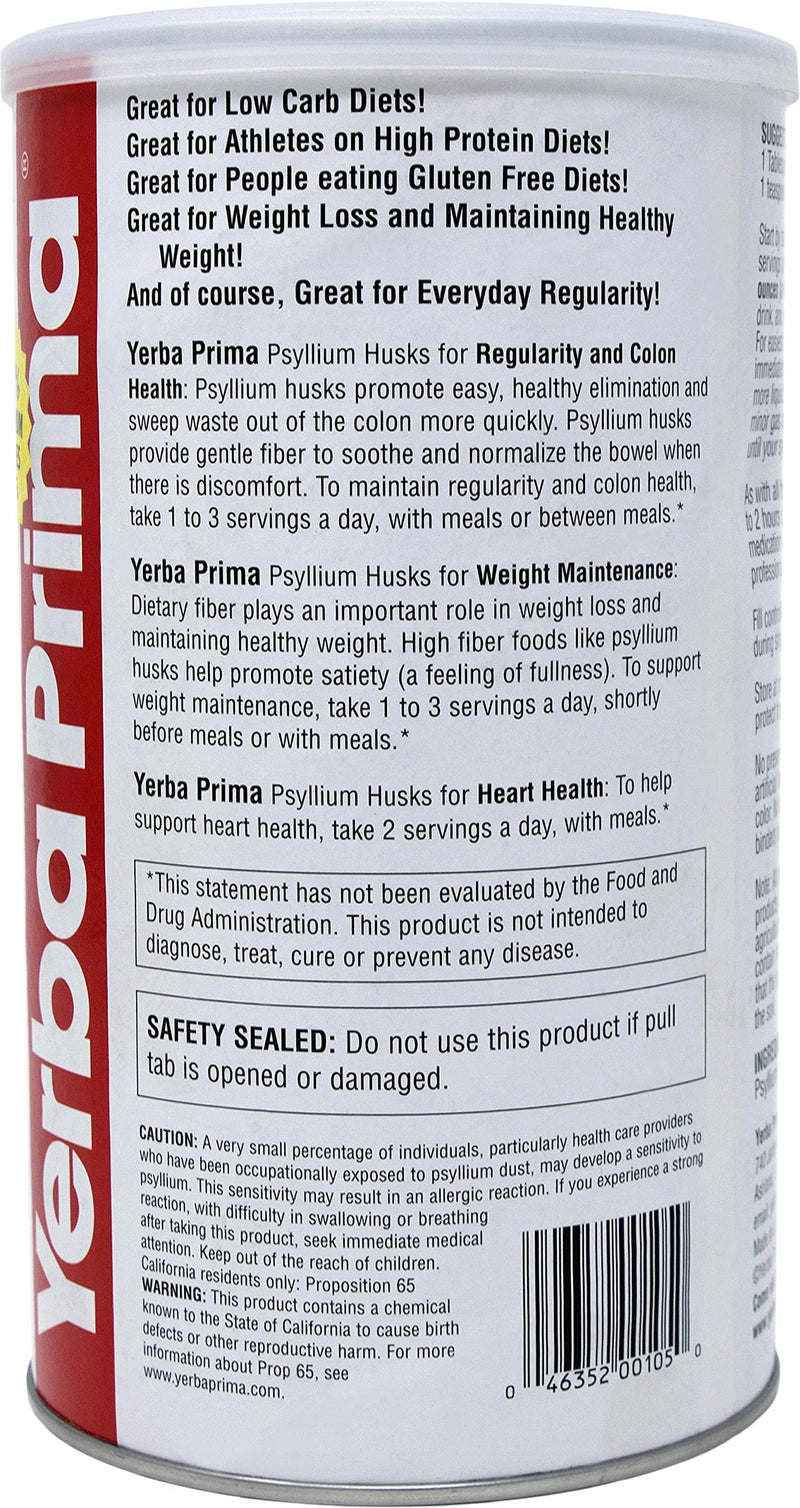 Yerba Prima Psyllium Husk, 12 Ounce - Colon Cleansing Fiber Supplement, for Heart Health, Natural Support for Gut Health, Vegan, No Sugar or Artificial Sweeteners, Non GMO, Gluten Free - NewNest Australia