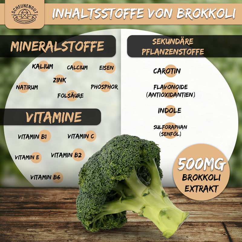 Broccoli Capsules - 1000Mg Per Daily Dose - Important: 30:1 Extract (= 15,000Mg Broccoli Per Dose) I 50Mg Sulforaphane Per Capsule + Active Myrosinase I 180 Capsules Broccoli Extract I From De I Scheunengut - NewNest Australia