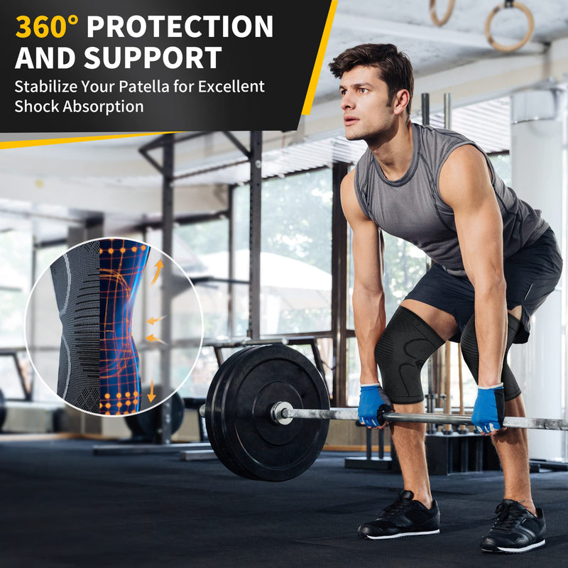 CAMBIVO Knee Support for Women & Men 2 pack, Knee Brace Support and Knee Compression Sleeves for Weight Lifting, Running, Volleyball, Gym, Arthritis, Joint Pain, Meniscus Tear S Black - NewNest Australia
