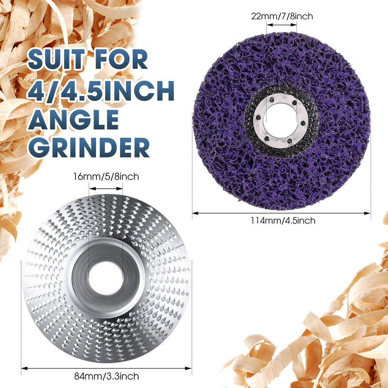 Angle Grinder Disc Wood Carving Disc Carving Abrasive Disc and 3 Pieces Strip Discs Stripping Wheel 4-1/2 Inch x 7/8 Inch Strip Clean Discs for Angle Grinder Polishing Sanding Remove Rust (4 Pieces) - NewNest Australia