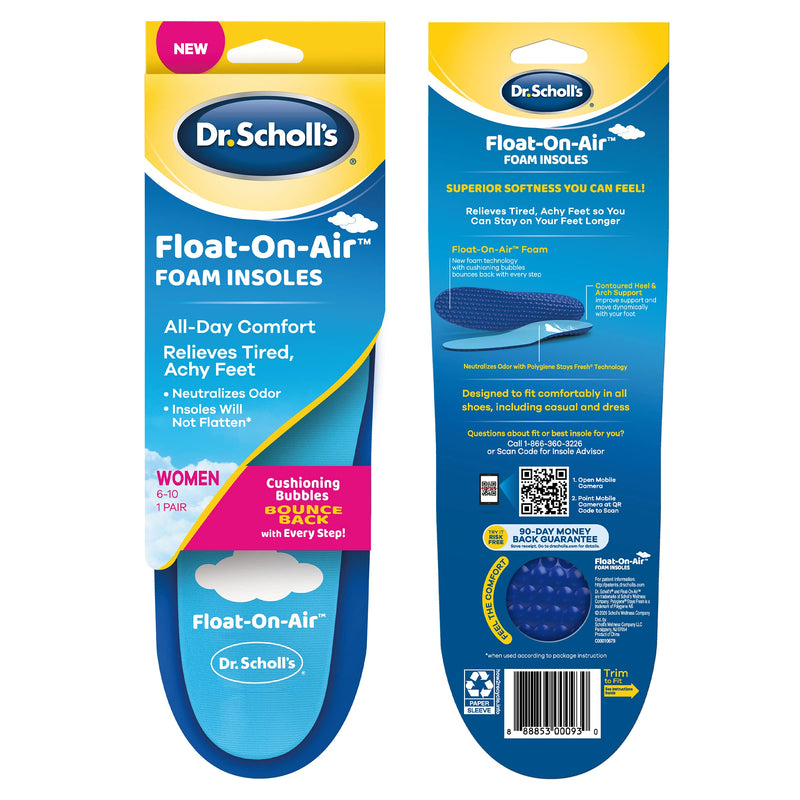 Dr. Scholl's Float On Air Insoles for Women Shoe Inserts That Relieve Tired Achy Feet with All Day Comfort, Women's 6-10, 1 Count - NewNest Australia