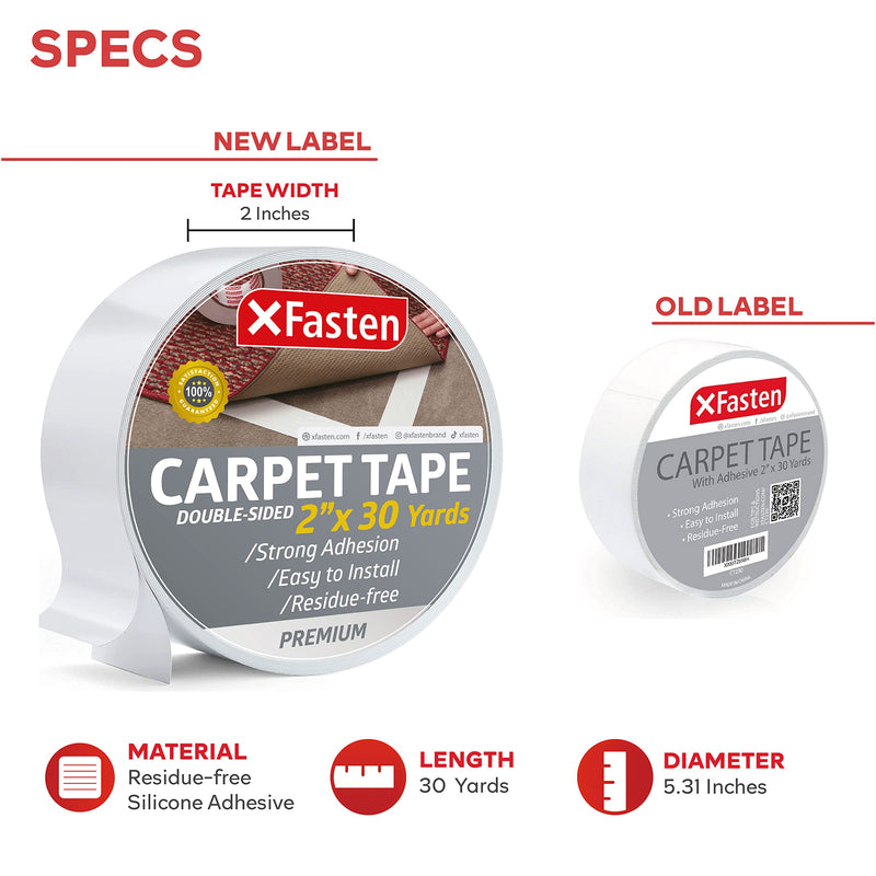 XFasten Double Sided Carpet Tape for Hardwood Floors 2-Inch x 30 Yards Carpet Tape Double Sided for Area Rugs, Residue-Free Rug Tape Hardwood Floor, Heavy-Duty 2 Sided Tape and Rug to Carpet 2 Inches x 30 Yards 1 - NewNest Australia
