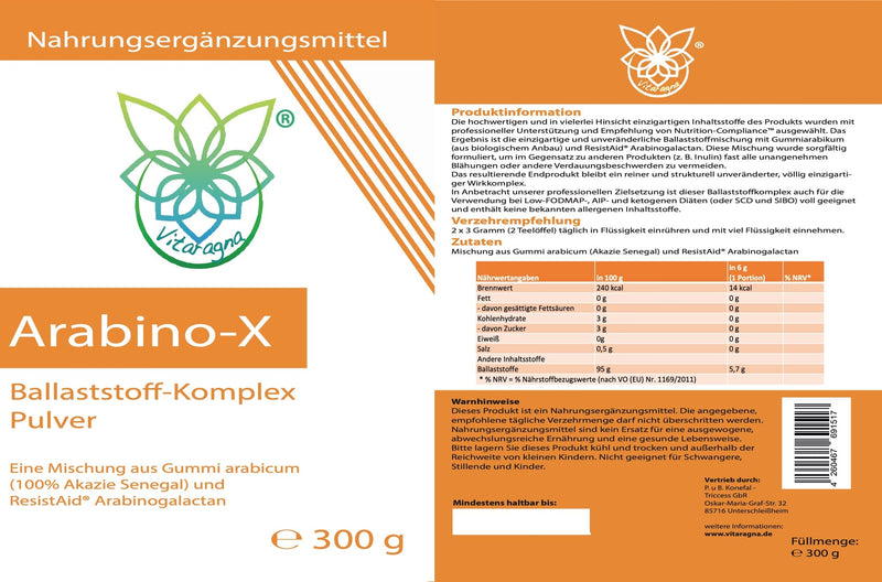 Vitaragna ArabinoX Fiber Complex As Powder Of Resistaid