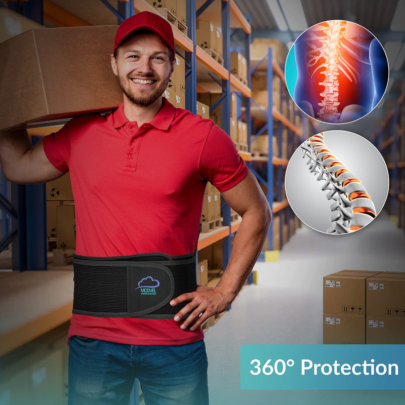 MODVEL Back Brace - Immediate Relief from Back Pain, Herniated Disc, Sciatica, Scoliosis | FSA or HSA eligible | Breathable Waist Lumbar Lower Back Support Belt with Removable Pad. Black Small/Medium/Large - NewNest Australia