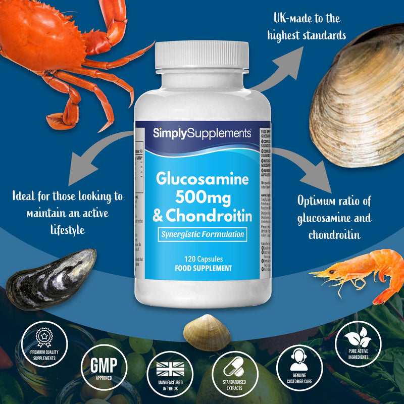 Glucosamine 500mg & Chondroitin - 120 capsules - 40 day supply - SimplySupplements - NewNest Australia
