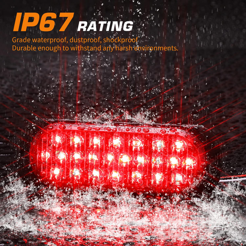 LINKITOM Oval Aluminum Housing Ultra Slim Trailer Lights, 24-LED Brake Turn Signal Side Marker Tail Lights for Boat Trailer Truck RV [DOT Certified] [IP67] - NewNest Australia