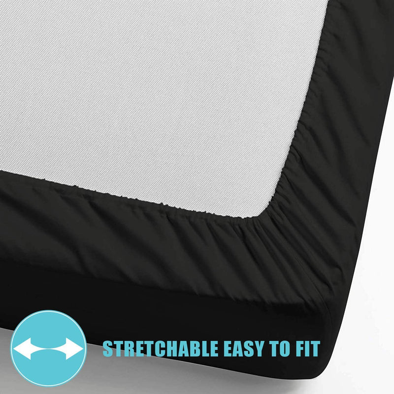 Lux Decor Collection Fitted Sheet - 16 Inches Deep Pocket Twin Sheets - Ultra Soft 1800 Thread Count Brushed Microfiber Fitted Sheet - Wrinkle, Fade & Shrinkage Resistant (Black, Twin) Black - NewNest Australia