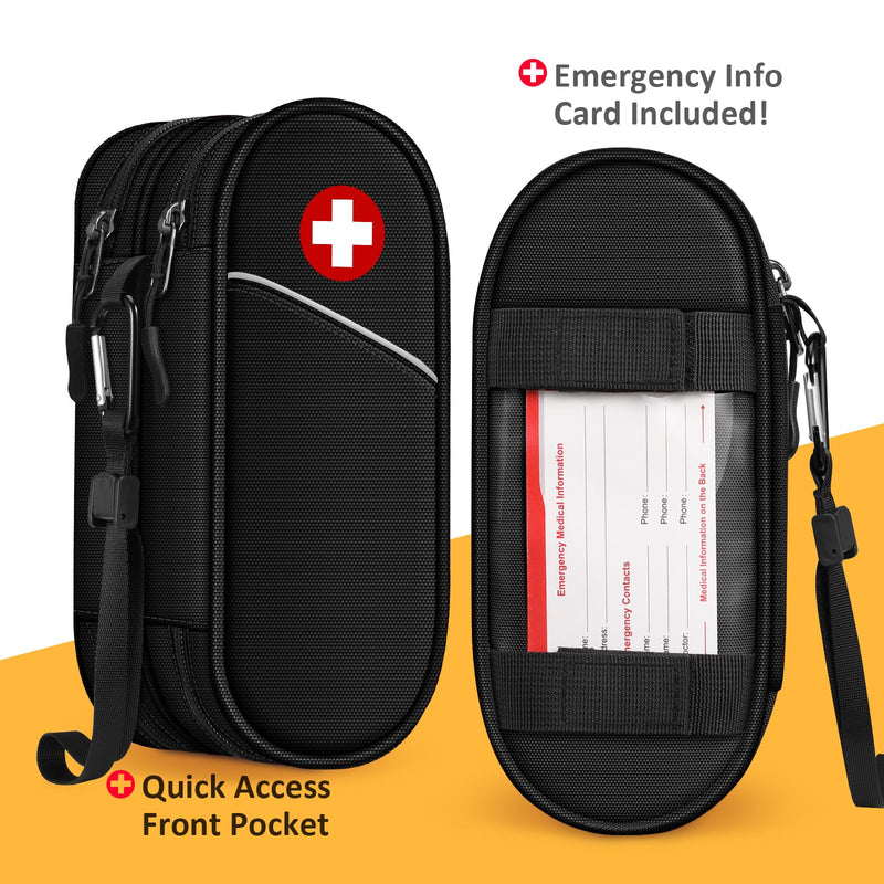 Sithon Epipen Medical Carry Bag, Portable Double Layer Emergency Bag, Insulated Medicine Bag Organizer For 2 Epipens, Asthma Inhaler, Anti-Histamine, Auvi-Q, Allergy Medicine Essentials - NewNest Australia