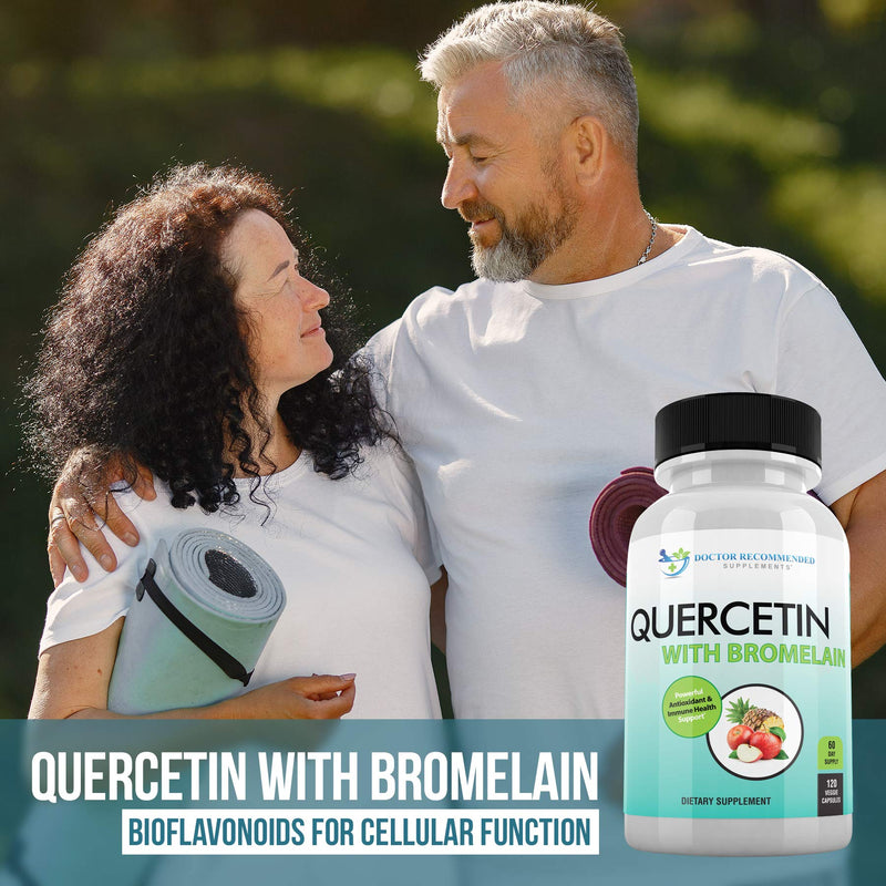 Quercetin 800mg w/Bromelain 165mg Per Serving- 120 Veggie Capsules-Full 60 Day Supply, Vitamin Supplement to Support Cardiovascular Health & Bioflavonoids for Cellular Function, Gluten Free, Non-GMO 120 Count (Pack of 1) - NewNest Australia