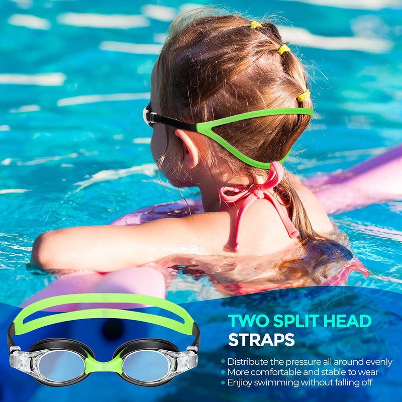 Portzon Unisex-Child Swim Goggles, Anti Fog No Leaking Clear Vision Water Pool Swimming Goggles Blue + Black - NewNest Australia