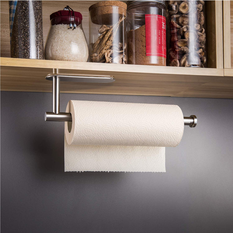 NewNest Australia - Taozun Self Adhesive Paper Towel Holder - Under Cabinet Paper Towel Rack for Kitchen, SUS304 Brushed Stainless Steel (No Drilling) 