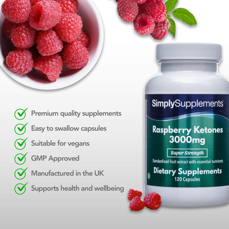Raspberry Ketones 3000mg - 120 capsules - suitable for vegans - supply for 4 months - SimplySupplements - NewNest Australia