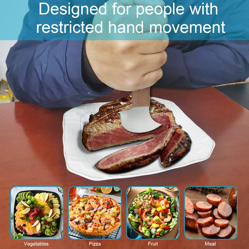 Fstcrt Rocker Knife For Disabled People, One-Hand Gadgets, Kitchen And Dinner Curved Steak Knife For Hand Tremors, Arthritis, Parkinson'S Or Elderly Use, Dishwasher Safe, Stainless Steel Blade - NewNest Australia