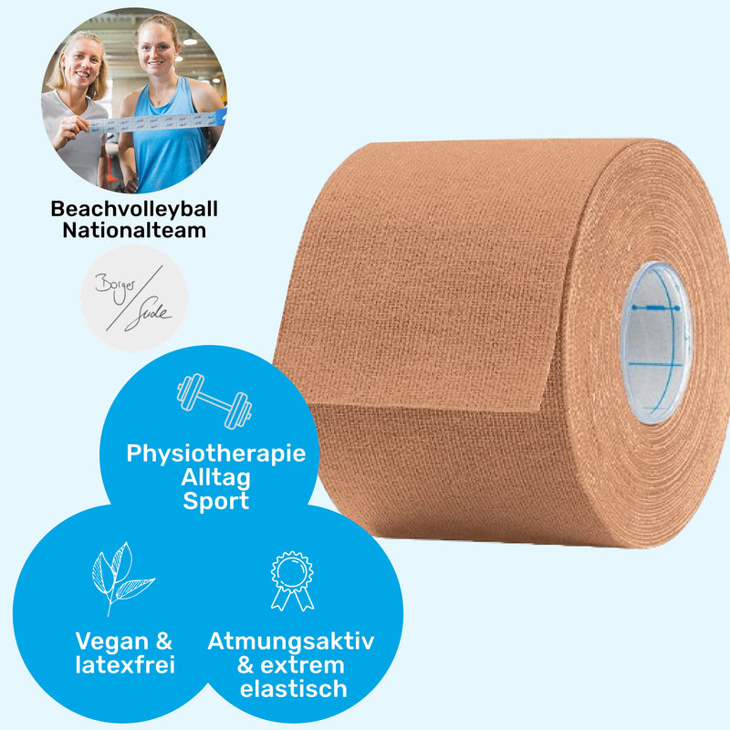 AKTIMED Tape CLASSIC Physiotape - Kinesiology Tape elastic & waterproof - Dermatest "very good" - Sports tape breathable & skin-friendly - Tape Kinesology/Kinesiology Tapes Beige 1 piece (pack of 1) - NewNest Australia