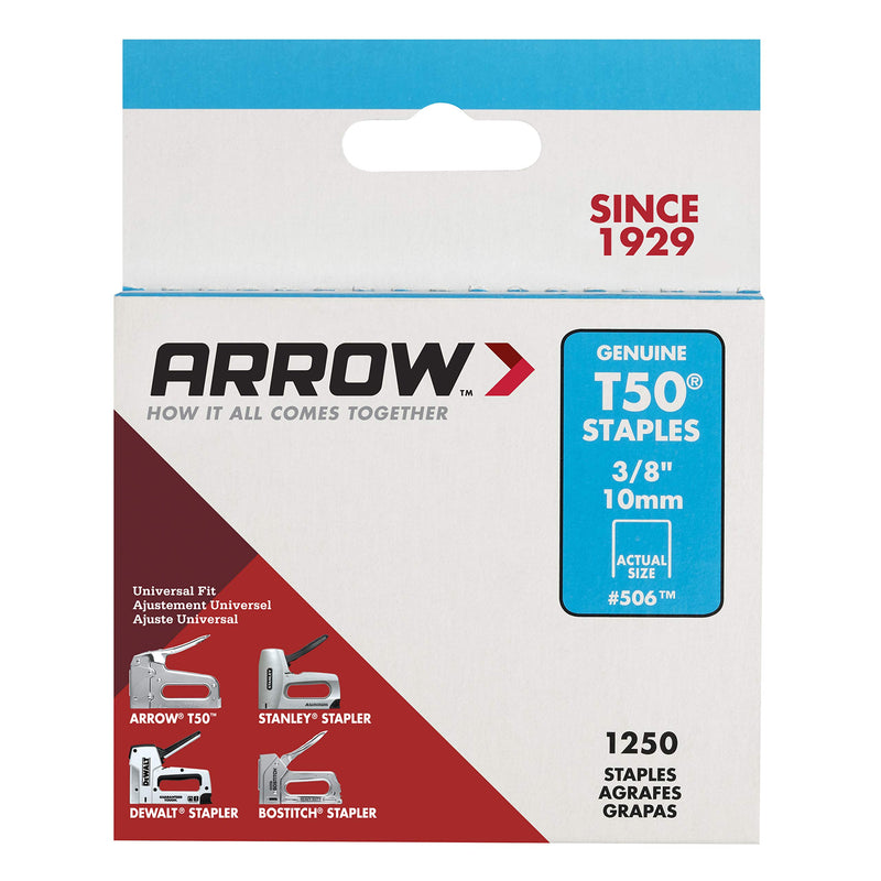 Arrow 506 Genuine T50 3/8-Inch Staples, 1250-Pack 3/8" - NewNest Australia