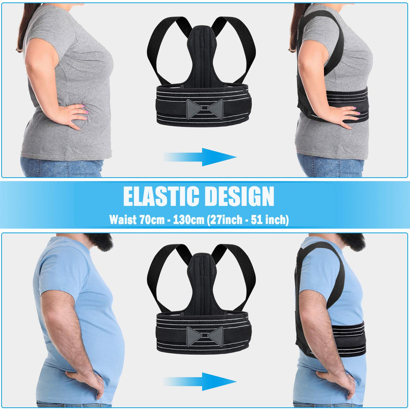 ZINUU Posture Corrector for Men and Women, Back Support Belt with Dual Support Plates Adjustable Back Straightener Brace and Providing Pain Relief from Neck Back & Shoulder Father Gifts-Waist 27"-51" - NewNest Australia