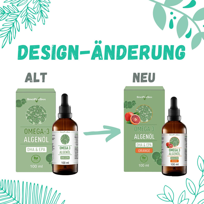 Omega 3 algae oil with 998mg DHA & 535mg EPA per 2.5ml // 100 ml // THE VEGAN ALTERNATIVE TO FISH OIL (blood orange) orange - NewNest Australia