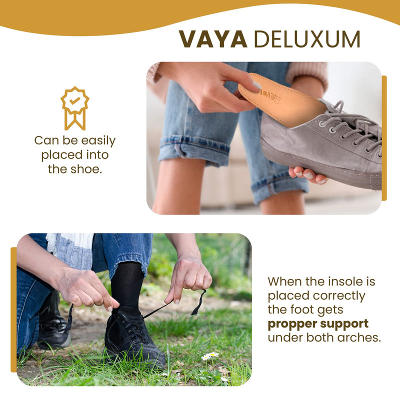 Vaya Deluxum - Premium Sheepskin Orthopedic Insole - Fallen Arch Support, Metatarsalgia, Supination, Flat Feet & Heel Pain Shock Absorption - Comfortable leather Inner Sole Full Orthotic (Men & Women) 5.5 - NewNest Australia
