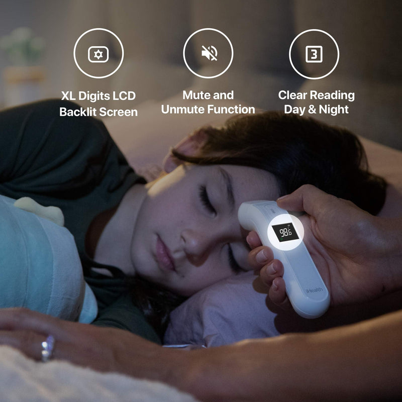 iHealth Thermometer for Adults by iHealth, Infrared Forehead Thermometer for Adults and Kids, Touchless Digital Baby Thermometer with Fever Indicator, Non Contact Thermometer (PT2L) - NewNest Australia