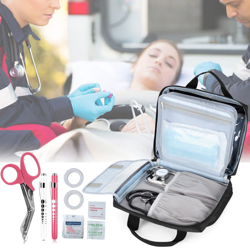 Trunab Padded Stethoscope Case, Small First Aid Kit Bag Empty, Hold Two Stethoscopes Compatible with 3M Littmann/MDF/ADC, Ideal for Home, Car, Camping and Hiking,Balck Black - NewNest Australia