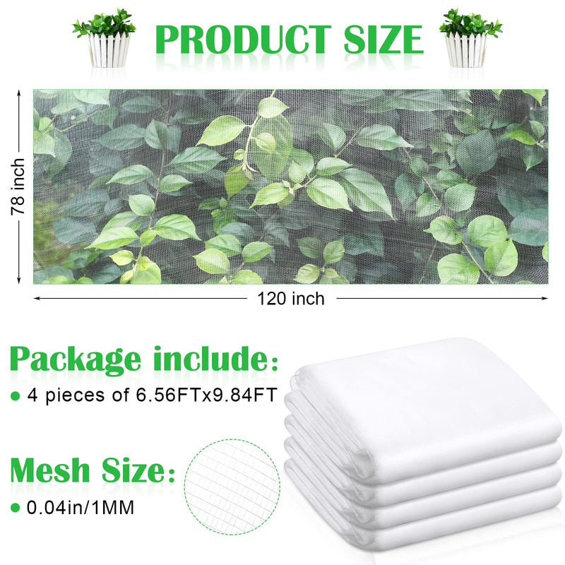 4 Packs 9.8 x 6.5 Garden Netting Screen Bird Barrier Mesh Netting Garden Bed Covers Large Plant Screen Netting for Garden Plant Vegetables Fruits Flowers Crops Greenhouse Net Covers - NewNest Australia