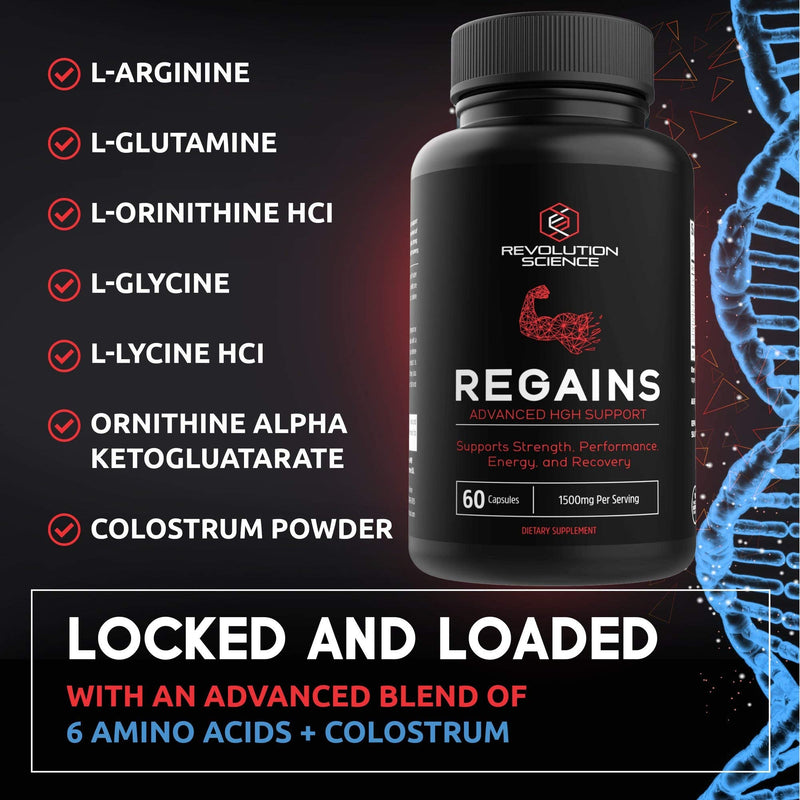 HGH Supplements for Men - Regains Naturally Stimulate Human Growth Hormone for Men - HGH for Men, Muscle Building, Muscle Growth Supplements for Men & Women, Amino Acid & Bovine Colostrum, 60 Capsules 60 Count (Pack of 1) - NewNest Australia