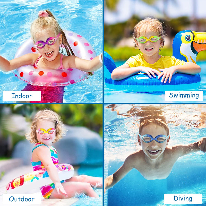 COOLOO Kids Goggles for Swimming for Age 3-15, 2 Pack Kids Swim Goggles with Nose Cover, No Leaking, Anti-Fog, Waterproof A-blue & Purple - NewNest Australia