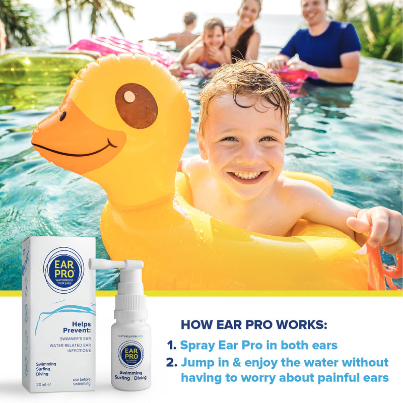 Ear Pro - Natural Swimmers Ear Drops Spray Oil a Hygienic Ear Plugs Replacement that forms a Seal to prevent Trapped Water & Infection - Safe to Use Swim Ear Drops for Adults & Kids (200 Uses, 1-Pack) - NewNest Australia