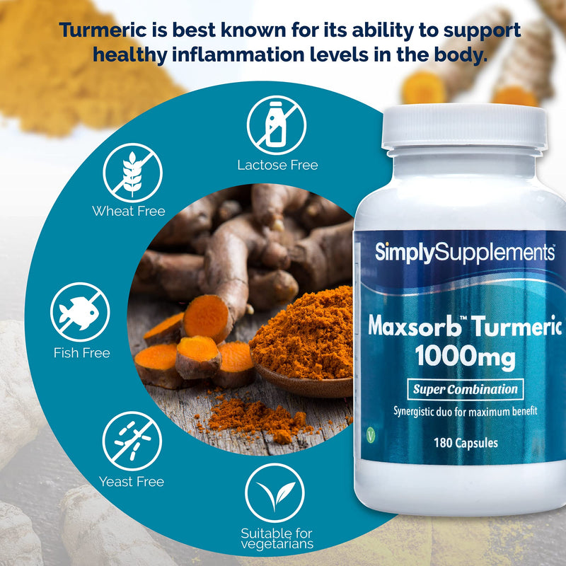 Turmeric 1000mg Maxsorb Curcumin 180 Capsules | Black Pepper Extract Bioperine® for Maximum Support | Vegan & Vegetarian Friendly | Natural Digestive Aid | Manufactured in The UK - NewNest Australia