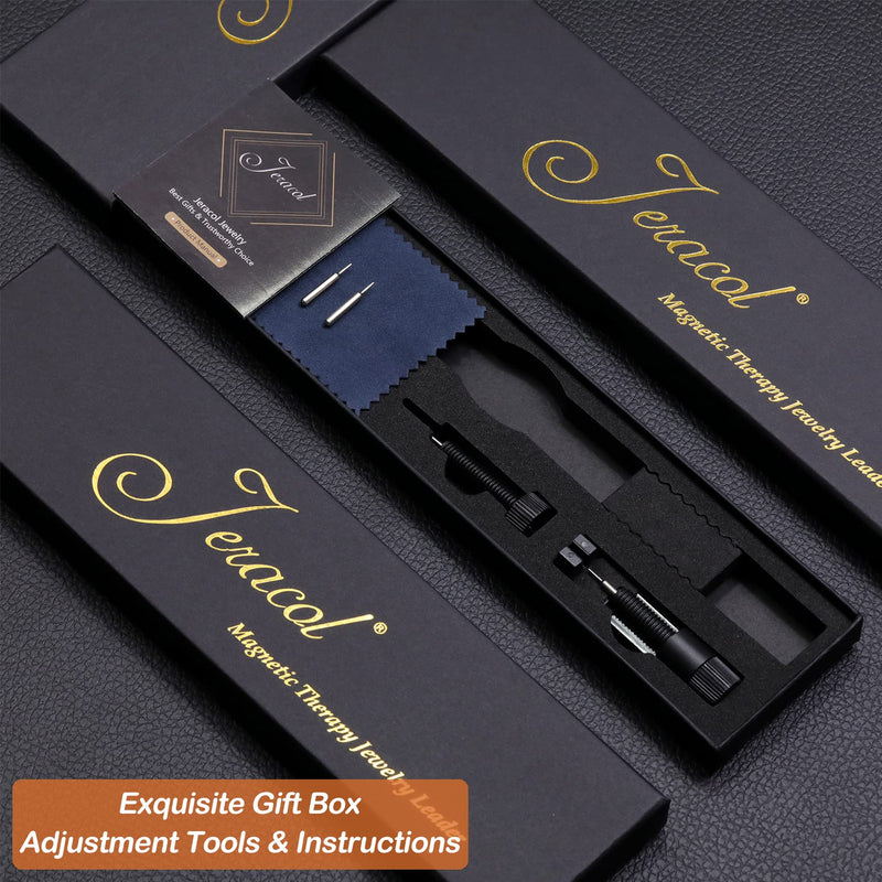 Jeracol Titanium Steel Magnetic Bracelets for Men,4 Element Double Row Strength Magnets Wristband Magnetic Brazaletes with Free Links Removal Tool & Jewelry Gift Box A-black - NewNest Australia