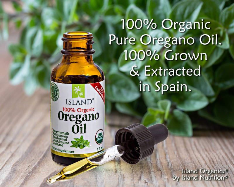 Oregano Oil Organic Liquid Drops - 100% Pure & Undiluted - USDA-Certified Organic (1 oz) 75% Carvacrol - Grown in Spain - Immune Support Supplement with Oil of Oregano by Island Nutrition - NewNest Australia