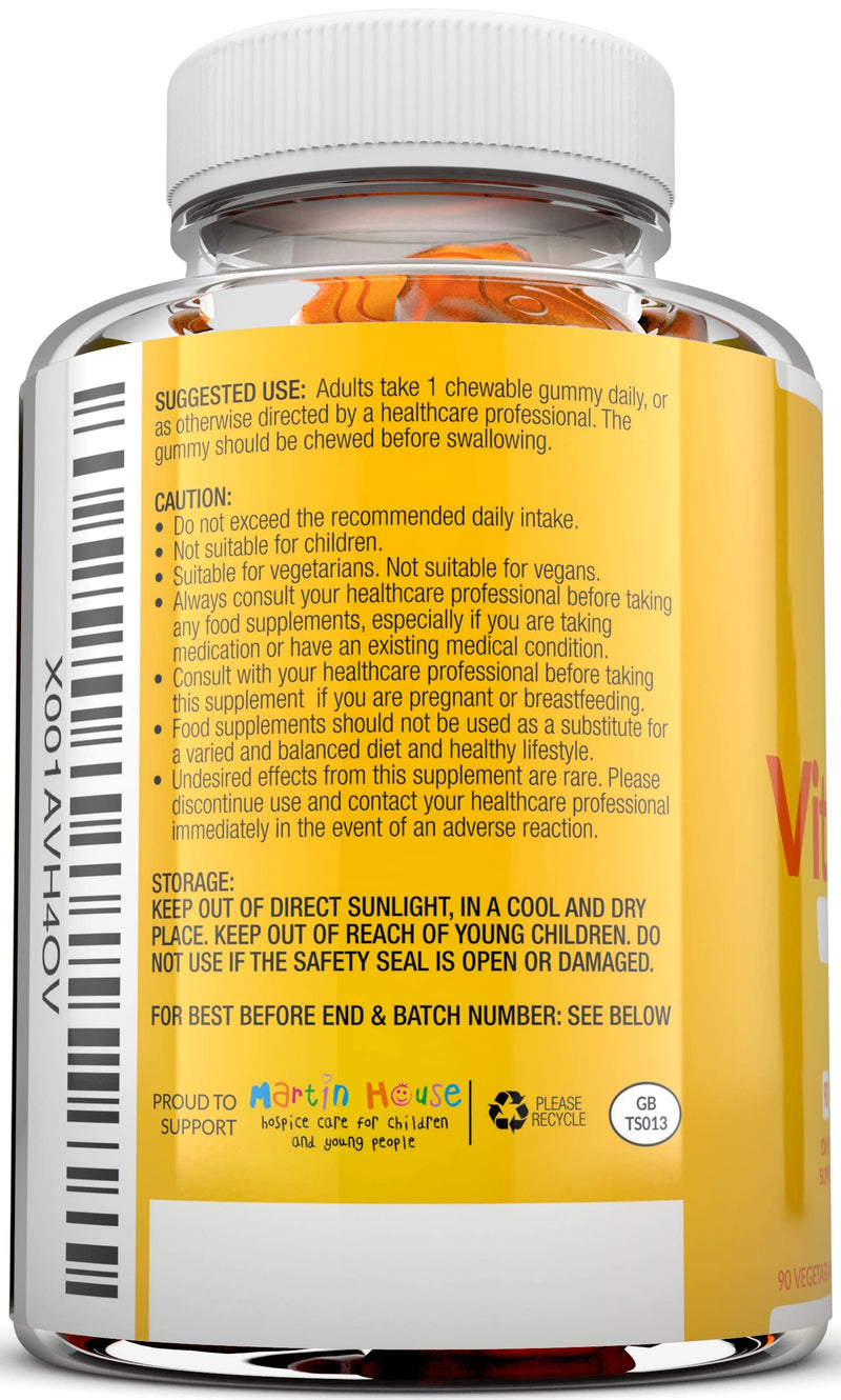 Vitamin D3 Gummies 4000 IU Adults - 90 Gummies - 3 Months Supply - Delicious Orange Flavour - High Strength Vitamin D (Cholecalciferol) Supplement - Vegetarian Chewable VIT D - NewNest Australia