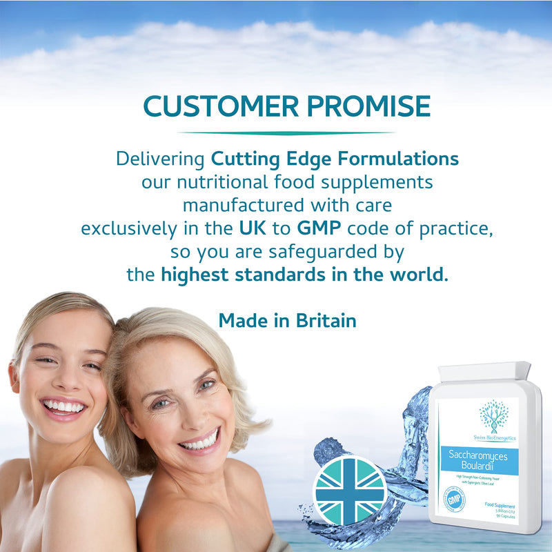 Saccharomyces Boulardii 5 Billion CFU 90 Capsules - No Refrigeration Required - High Strength Non-Colonising Yeast with synergistic Olive Leaf, Biotin and Vitamin D3 - NewNest Australia