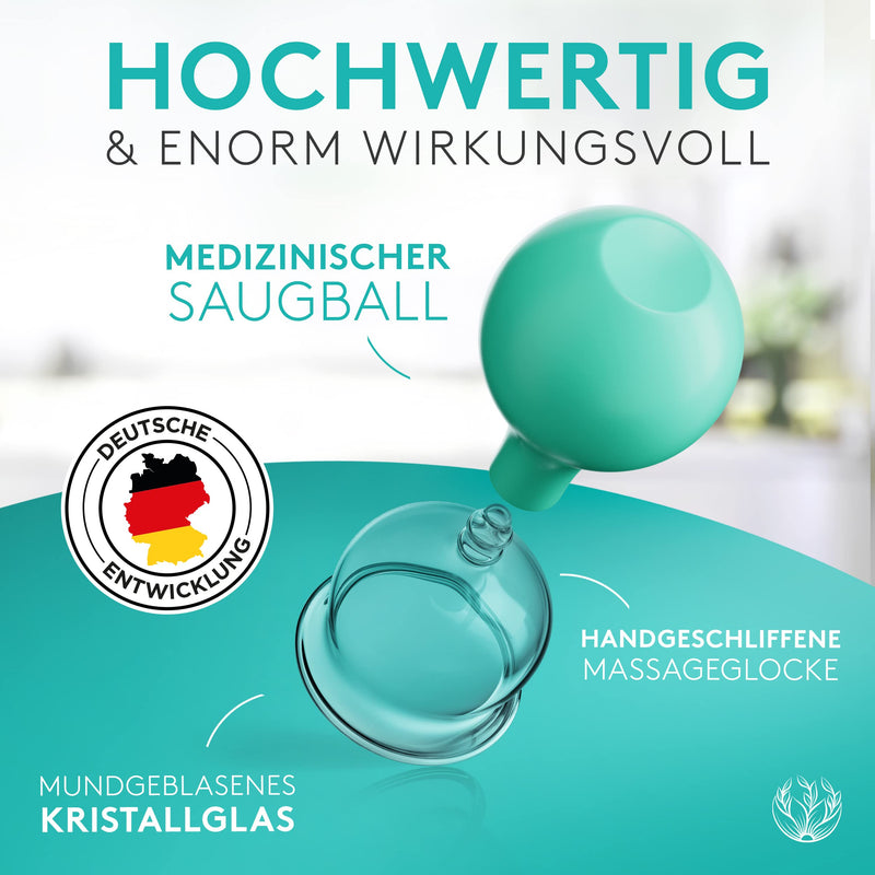 Kurglas Cupping Glasses Made Of Real Glass [Pack Of 5] - Medical With Suction Ball And Fascia Scraper - Cupping With Strong Suction Power - With E-Book - Against Tension & Cellulite - NewNest Australia