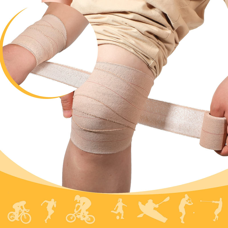 2 Rolls Adhesive Elastic Tape Bandage Tape Wrap Flexible Stretch Bandages for Sports Ankle, Knee and Wrist Sprains (Beige,2 Inch Wide) Beige 15 Foot (Pack of 2) - NewNest Australia
