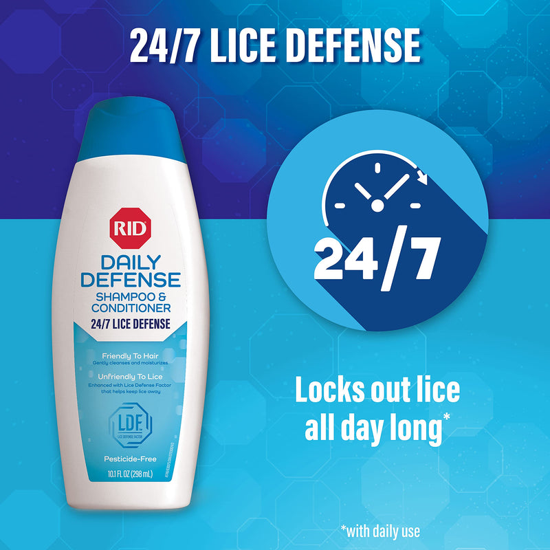 RID Daily Defense Lice Shampoo & Conditioner, Used Daily Provides 24/7 Defense Against Head Lice, 100% Effective, 10.1 Ounce - NewNest Australia